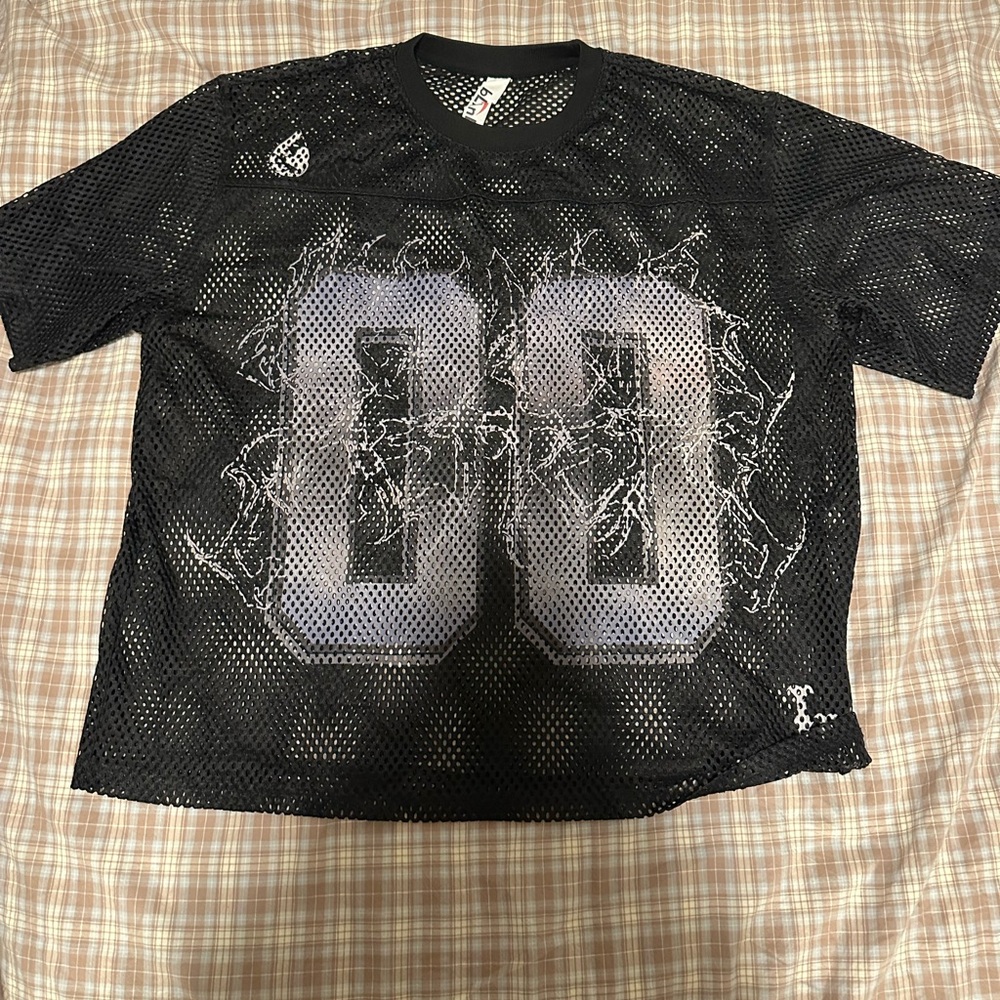 Athletic Black Jersey with White Graphic